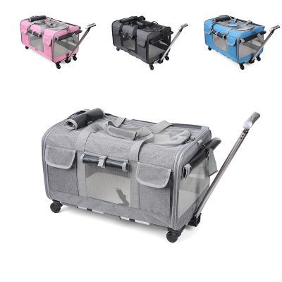 宠物拉杆箱大容量两厢多猫双层携带包猫外出便携透气中小型笼子