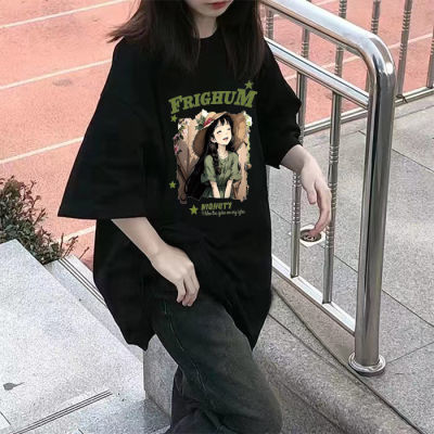 美式复古纯棉黑色短袖t恤女夏季潮牌oversize宽松港风chic上衣服