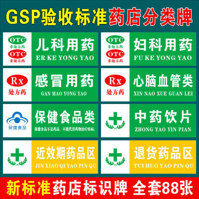 药店分类标识牌全套分区吊牌温馨提示药房广告警示语贴纸GSP认