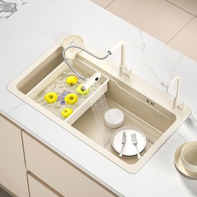 304纳米乐质厨房白色水槽家用手工单槽不锈钢洗碗洗菜台下盆