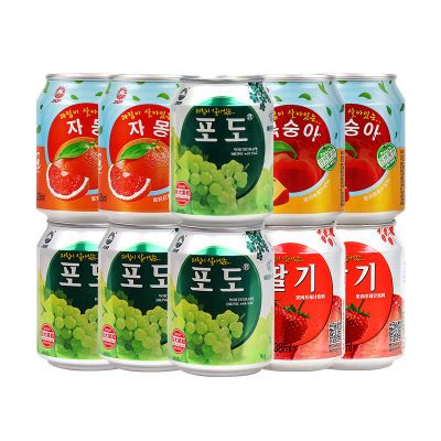 九日牌热销果肉果粒果汁饮料葡萄草莓混合238ml 10罐装