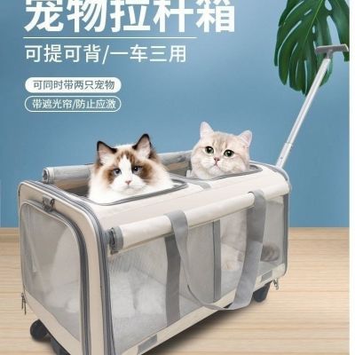 外出便携宠物双层拉杆箱大容量两厢多猫携带包猫透气中小型笼子
