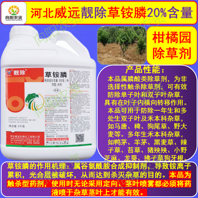 河北威远靓除正品牛筋草铵膦20%草安麟磷 果园荒地威远靓除牛筋草