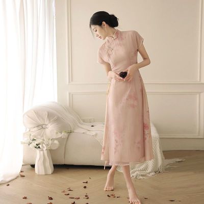 新中式旗袍年轻款少女2024新款连衣裙复古气质高端日常穿粉色夏季