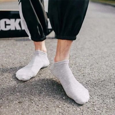 【30装】袜子男士春夏薄款潮流运动纯色短筒隐形船袜吸汗中长筒袜