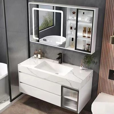 现代智能卫生间浴室柜岩板无缝陶瓷一体洗漱洗脸盆洗手洗手台组合