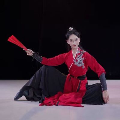 雪龙吟男女舞蹈演出服古典舞中国风国潮霍元甲扇子舞亲子装表演服