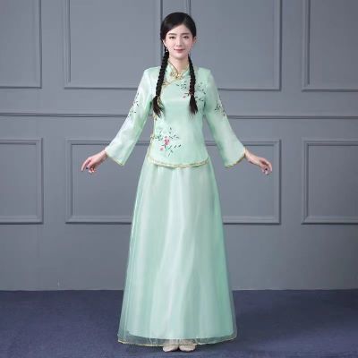 女大合唱服民国风长裙民族舞蹈服装民乐二胡古筝演出服成人新娘服