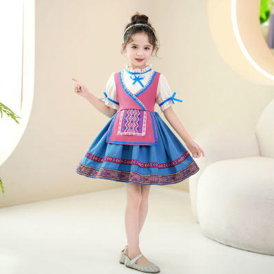 儿童连衣裙洛丽塔公主裙新款广西壮族三月三民族风少数民族服装裙