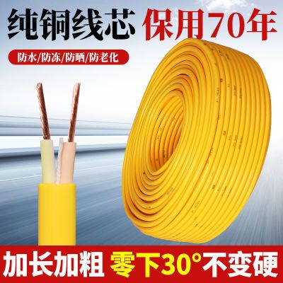 纯铜牛筋电缆线2芯1.5 2.5 4平方家用软电线铜线护套线户外电源线
