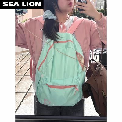 SEA LION高颜值书包女学院风大容量双肩包小清新少女学生百搭背包