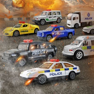 合金小汽车警车玩具车模型警察玩具赛车仿真迷你宝宝儿童男孩回力