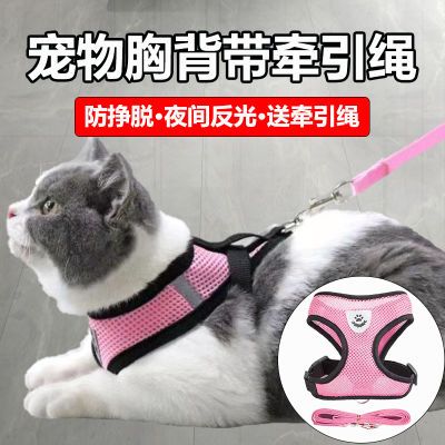 猫咪牵引绳拴猫绳防脱背心式狗狗牵引绳泰迪比熊胸背带宠物狗链子