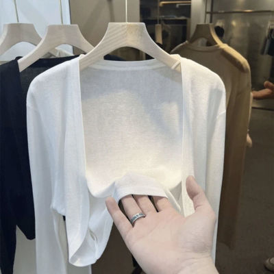 白色短款莫代尔防晒开衫女薄款透气夏季外搭宽松外套空调罩衫韩版