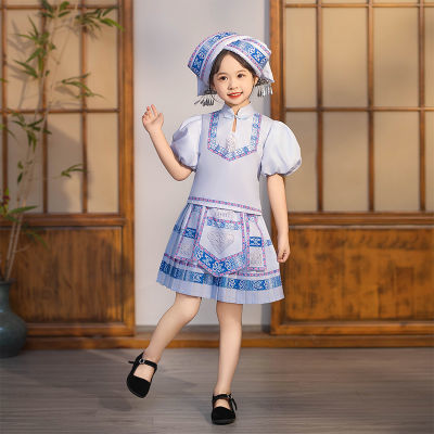 儿童三月三少数民族服装广西壮族舞蹈表演壮族女童民族风演出服饰