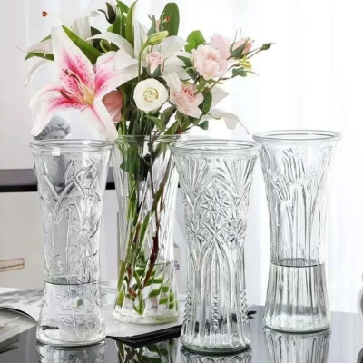 【两件套】北欧特大号高档瓶玻璃花瓶透明水养富贵竹百合摆件插花