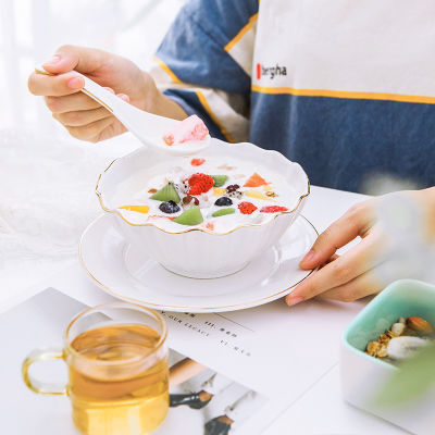 轻奢金边甜品碗商用陶瓷套装港式糖水碗创意水果捞西米露清补凉碗