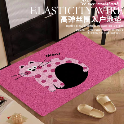 卡通猫咪丝圈入户地垫玄关门ins创意耐磨耐脏防滑可爱地毯可定制
