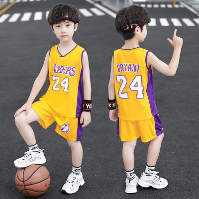 24号篮球服背心夏季男童中大童无袖运动训练套装速干短袖球衣队服