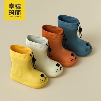 幸福玛丽儿童雨鞋男童水鞋防滑束口雨靴幼儿园宝宝轻便防水胶鞋