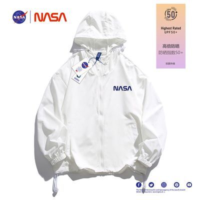 NASA白色防晒服男冰丝薄款情侣皮肤衣防紫外线春夏季夹克外套