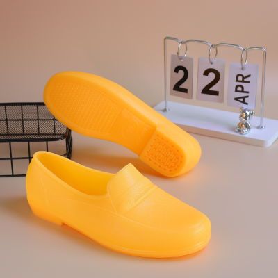 男士工地胶鞋低帮水鞋加厚耐磨黄色劳保防滑牛筋塑胶防水建筑雨鞋