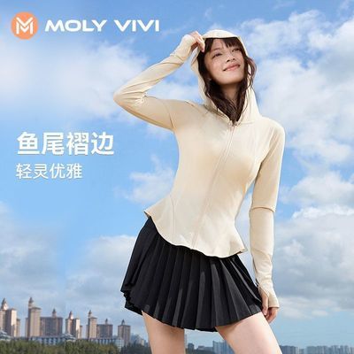 MOLYVIVI修身防晒衣女夏季透气显瘦原纱防紫外线防晒服冰