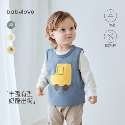 babylove婴儿背心纯棉春秋男女宝宝无袖上衣可爱超萌百搭外穿马甲