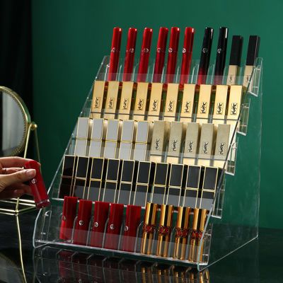 口红唇釉收纳架亚克力展示架透明阶梯式化妆品置物架梳妆台收纳盒