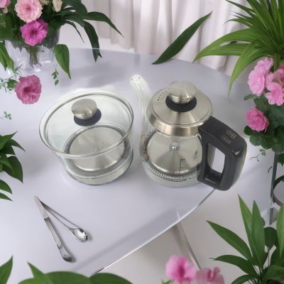 新款双孔全自动底部上水岩板隐藏式嵌入式茶台家用玻璃烧茶壶透明