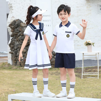 幼儿园园服夏装小学生校服夏季班服学院风短袖套装大班毕业照服装