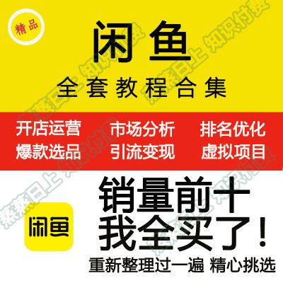 闲鱼咸鱼运营开店卖货实战视频培训课程副业教程资料