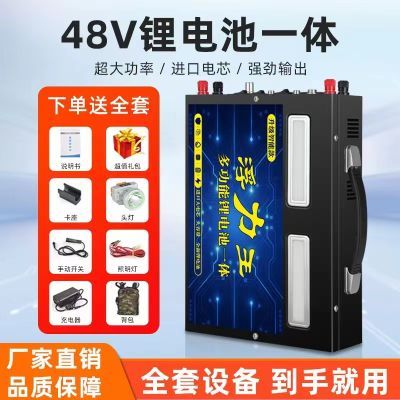 48V全新加大功率加大机壳锂电池户外神器一体机全套12v锂电池电瓶