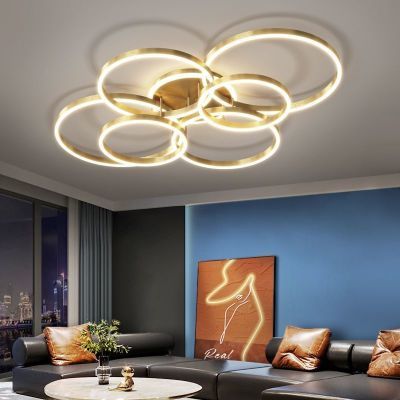 客厅灯2023年新款LED现代简约大气高档北欧圆环形大厅轻奢