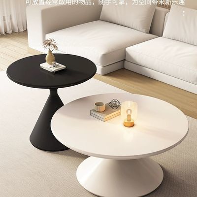 奶油组合风岩板小户型简约餐桌旋转伸缩方圆两用家用现代圆形爆款