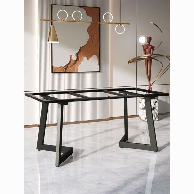极简长桌腿支架岩板大理石大板桌脚碳素钢餐桌脚茶桌会议铁艺桌架