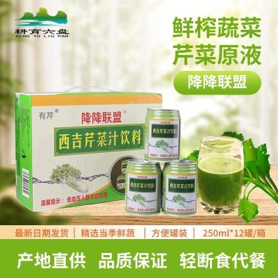 宁夏西吉芹菜汁饮料罐装250ml 鲜榨果蔬西芹汁原液降降联盟批发