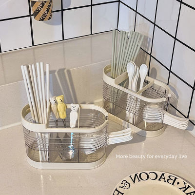 轻奢厨房多功能筷子收纳盒带盖防尘大容量筷笼餐具勺子台面置物架