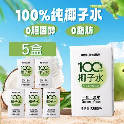 南国海南特产100%NFC椰子水235ml盒装无添加椰青植物蛋白运动饮料