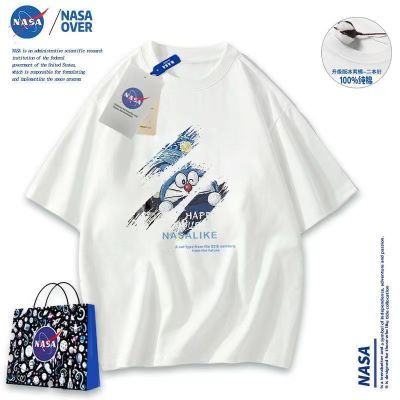 NASA联名款~纯棉t恤男衣服夏季宽松全棉短袖大码男女上衣插