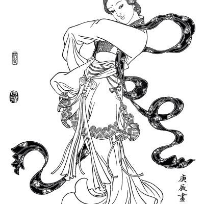 名家手绘仕女百态200幅人物仕女图国画白描高清打印纸质临摹底