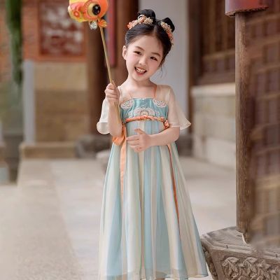 儿童汉服女童短袖儿童中国裙子超仙新中式国风夏装中大童夏季女孩
