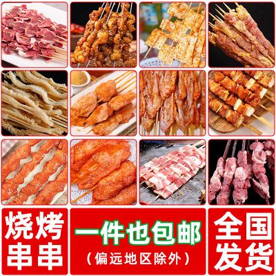 户外新鲜烧烤食材半成品羊肉串牛肉串鱿鱼串小吃油炸串商用批发