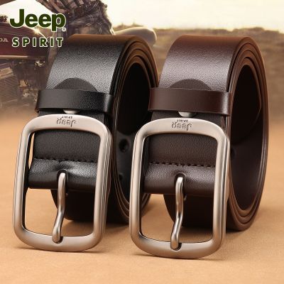 Jeep吉普男士皮带真皮男款2024新款中年青年休闲纯牛皮针扣裤腰带