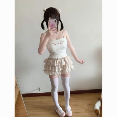 夏季日系可爱吊带辣妹打底白色背心纯欲性感内搭美背外穿甜辣上衣