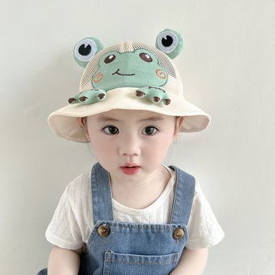 宝宝帽子夏季薄款防晒太阳帽男女儿童遮阳渔夫帽婴儿帽子网眼凉帽
