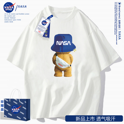 NASA联名短袖T恤2024夏季潮牌新款ins情侣宽松纯棉