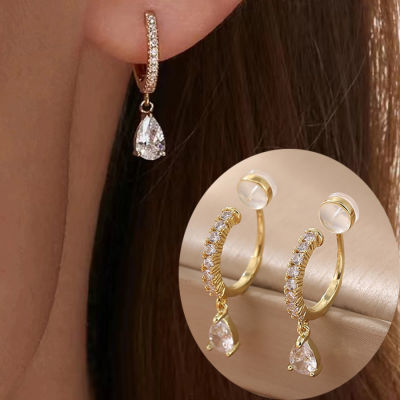 新款无耳洞硅胶耳夹韩式锆石耳环女高级感水滴精致简约圆圈耳饰品