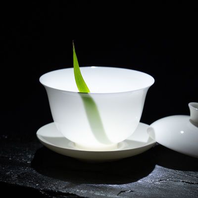 潮州骨瓷薄胎泡茶器三才盖碗茶杯公道杯潮汕功夫茶具轻薄透光高端