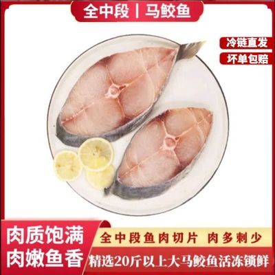 湛江马鲛鱼特大号新鲜全中段肉片冷冻海鱼鲅鱼片袋装批发冷链直达